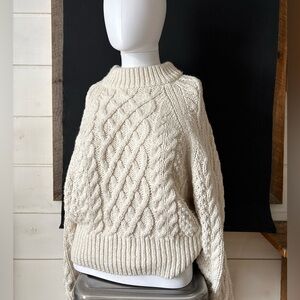 H&M Cream Cable Turtleneck Sweater